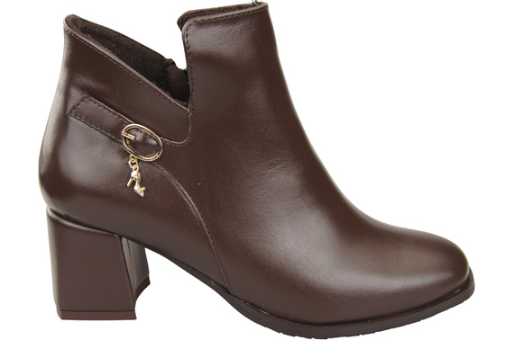 Damen-Stiefeletten ElitaBut 226 Schokolade aus Naturleder, gefüttert, eckige Zehenkappe, Blockabsatz