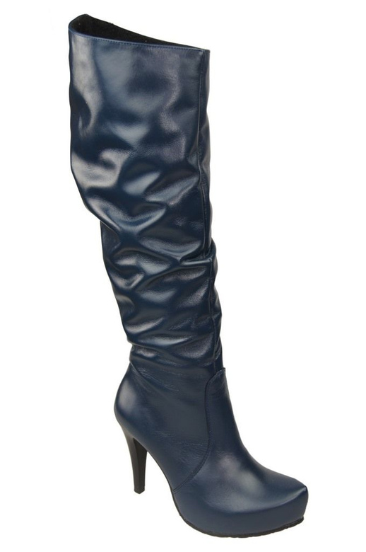 Damen-Plateaustiefel, Naturleder, Marineblau 120 ElitaBut