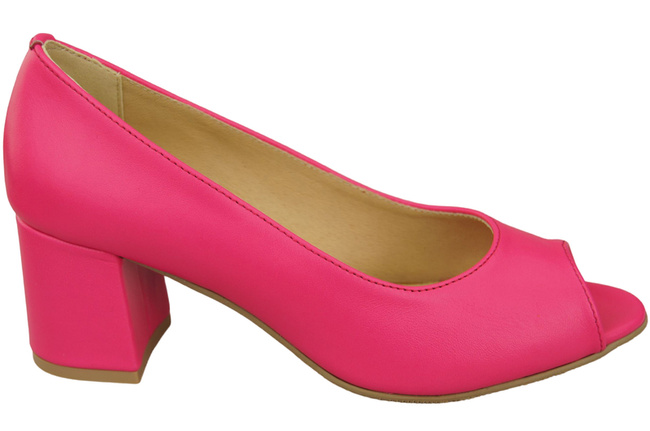 Damenschuhe PEEP TOE Pumps Neonrosa Naturleder mit beschichtetem Absatz 192 ElitaBut