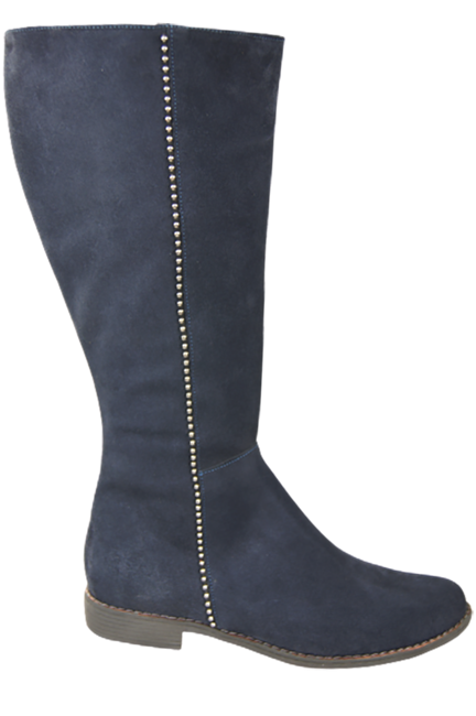 Schuhe Damenstiefel, Naturleder, Velours 153, Marineblau ElitaBut