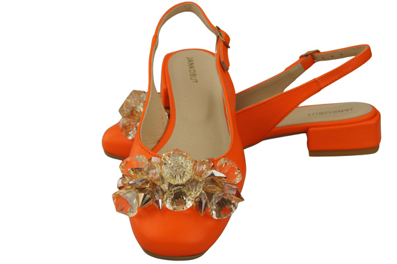 Damen Schuhe Orange Sandalen mit Kristallen Naturleder 215 ElitaBut