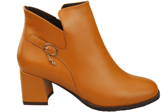 Damen-Stiefeletten ElitaBut 226 Rotes aus Naturleder, gefüttert, eckige Zehenkappe, Blockabsatz