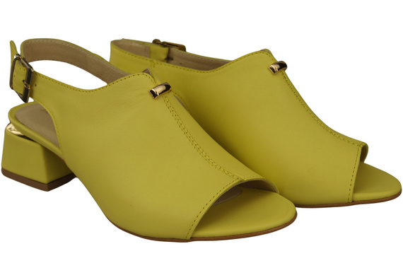 Damenschuhe Zitronensandalen, goldene Schnalle, Naturleder 198 ElitaBut