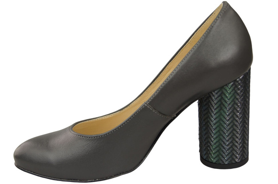 Damenschuhe Graphite Pumps Naturleder Bunter Zierabsatz 194 ElitaBut