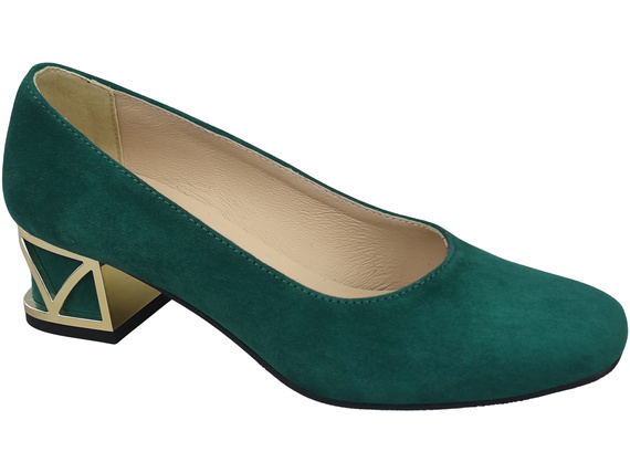 Bequeme Damenschuhe Malachit Pumps mit dekorativem Absatz Natürliches Wildleder 219 von ElitaBut