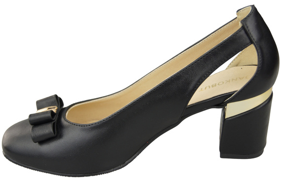Schuhe Damen Schwarze Pumps aus Naturleder mit dekorativem Absatz 199 ElitaBut