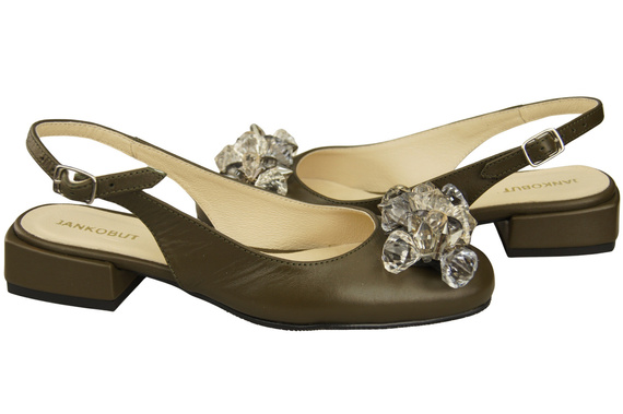 Damen Schuhe Olive Sandalen mit Kristallen Naturleder 215 ElitaBut