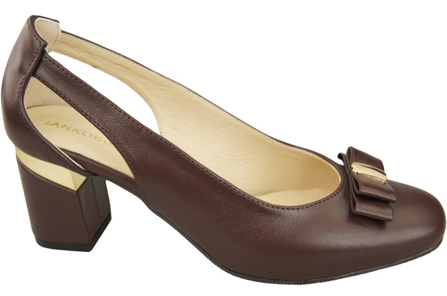 Schuhe Damen Schokoladensandalen Pumps aus Naturleder mit dekorativem Absatz 199 ElitaBut