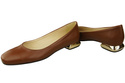 Flache Frauen Schuhe Braun Dekorative Ferse Naturleder 209 ElitaBut