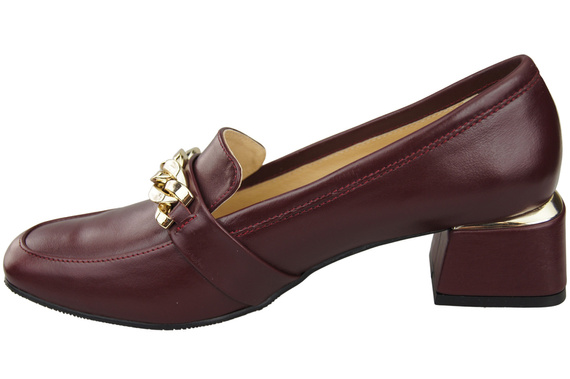 Damenschuhe mit Zierkette Pumps Mokassins Naturleder 193 Burgund ElitaBut