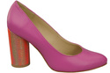 Damenschuhe Pumps Fuchsia Naturleder Bunter dekorativer Absatz 194 ElitaBut