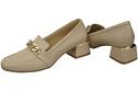 Damenschuhe mit Zierkette Pumps Mokassins Naturleder 193 Beige ElitaBut
