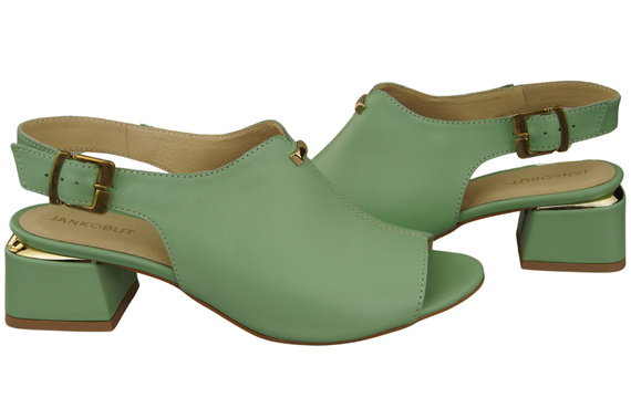 Damenschuhe Sandalen Mint, goldene Schnalle, Naturleder 198 ElitaBut