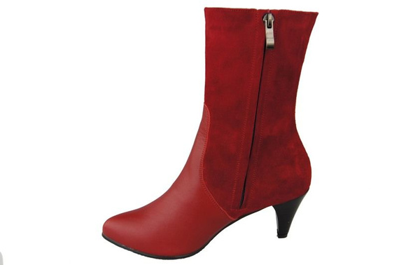 Damen-Winterstiefel, Naturleder, Rot 977 von ElitaBut
