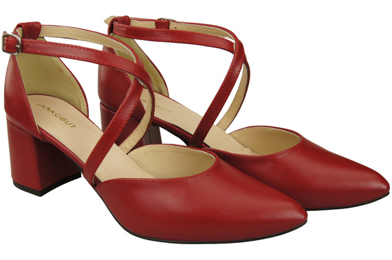 Elegante Rot Ledersandalen mit offener Seite und stabilem Absatz 218 ElitaBut