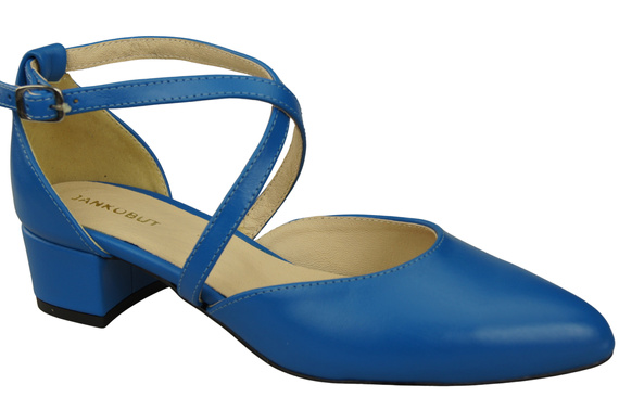 Damen Sandalen Echtleder Blau mit Riemen Niedriger Absatz 223 ElitaBut