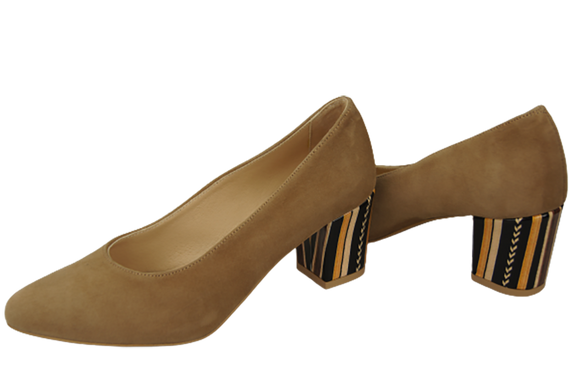 Damenschuhe Pumps Olivfarbenes natürliches Wildleder mit dekorativem Absatz 158 von ElitaBut