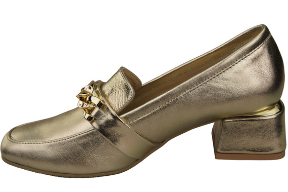 Damenschuhe mit Zierkette Pumps Mokassins Naturleder 193 Gold ElitaBut
