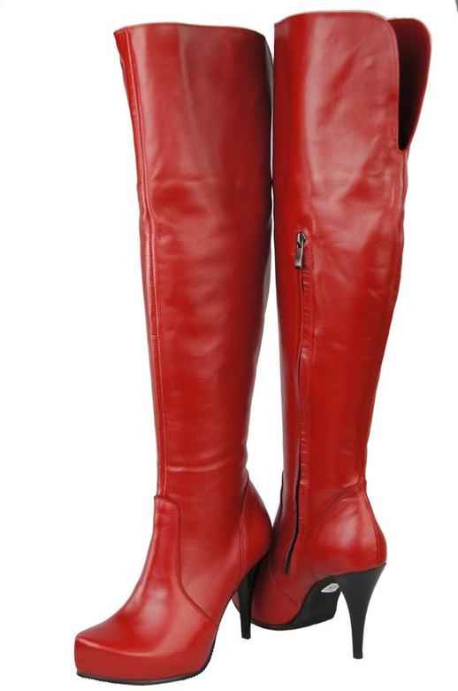 Schuhe Damenstiefel Plateauabsatz Stiletto Obermaterial Kniehoch Naturleder Rot 692 ElitaBut