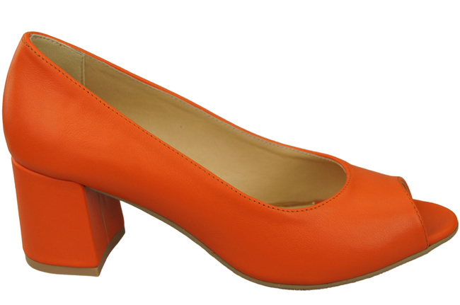 Damenschuhe PEEP TOE Pumps Orange Naturleder mit beschichtetem Absatz 192 ElitaBut