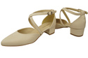 Damen Sandalen Echtleder Beige mit Riemen Niedriger Absatz 223 ElitaBut
