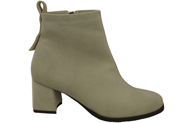 Damen Stiefeletten Beige aus Veloursleder, stabiler Blockabsatz, Reißverschluss 224 ElitaBut
