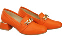 Damenschuhe mit Zierkette Pumps Mokassins Naturleder 193 Orange ElitaBut