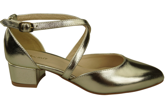 Damen Sandalen Echtleder Gold mit Riemen Niedriger Absatz 223 ElitaBut
