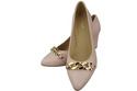 Klassische Frauen Puderrosa Naturleder Schuhe mit Gold Ornament Kette 200 ElitaBut