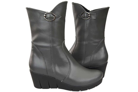 Damen-Keilstiefel, Naturleder, Graphit 178 ElitaBut