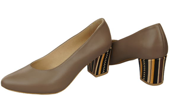 Damenschuhe Cappuccino-Pumps Naturleder mit Zierabsatz 158 ElitaBut