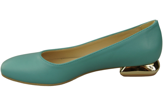 Flache Frauen Schuhe Türkis Dekorative Ferse Naturleder 209 ElitaBut