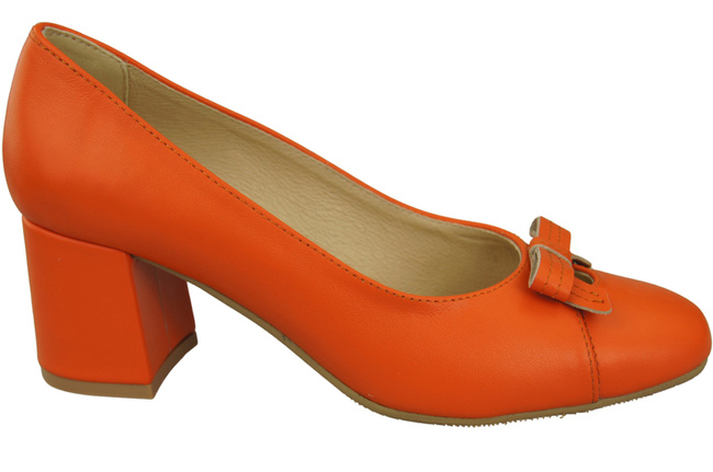 Damen Pumps mit Schleife Orange Naturleder und niedrigem Absatz 203 ElitaBut