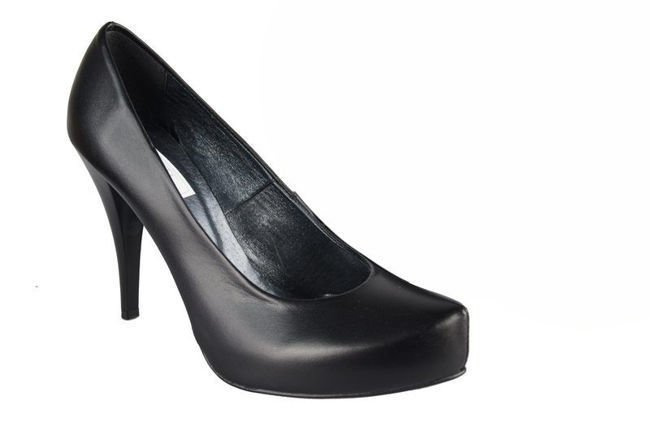 Damenschuhe Pumps High Heels, naturnarbiges Leder, Schwarz 644 ElitaBut