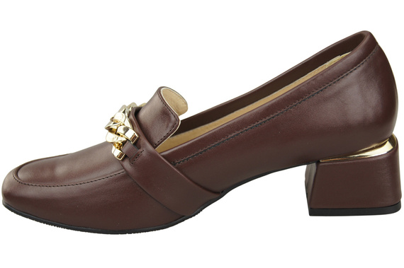 Damenschuhe mit Zierkette Pumps Mokassins Naturleder 193 Schokolade ElitaBut