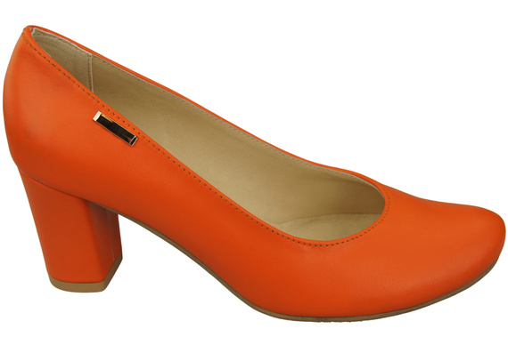 Klassische Damen Orange Leder Mandel Nase Pumps 201 ElitaBut