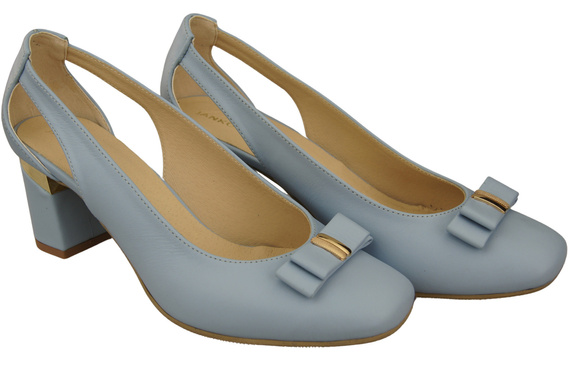 Schuhe Damen Hellblau Pumps aus Naturleder mit dekorativem Absatz 199 ElitaBut