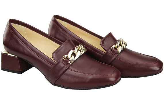 Damenschuhe mit Zierkette Pumps Mokassins Naturleder 193 Burgund ElitaBut