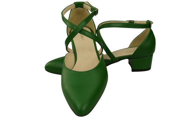 Damen Sandalen Echtleder Grün mit Riemen Niedriger Absatz 223 ElitaBut