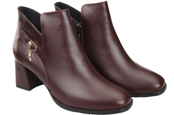 Damen-Stiefeletten ElitaBut 226 Burgund aus Naturleder, gefüttert, eckige Zehenkappe, Blockabsatz