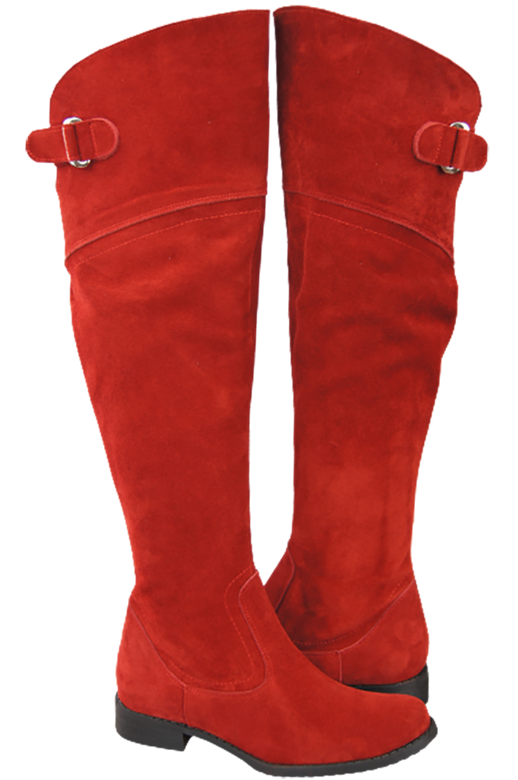 Schuhe Damenstiefel Stiefel Overknee-Stiefel, Naturleder, Velours, Rot 154 ElitaBut