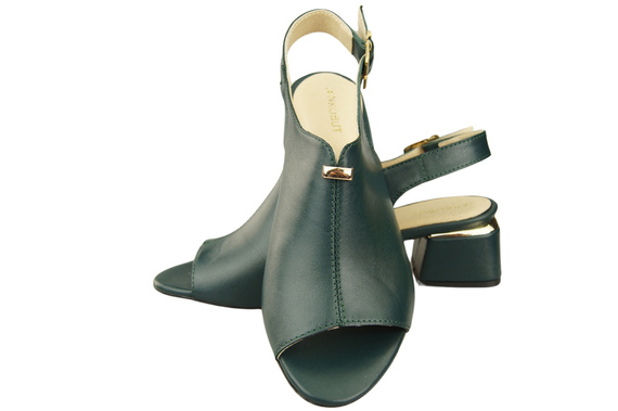 Damenschuhe Malachit-Sandalen, goldene Schnalle, Naturleder 198 ElitaBut