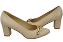 Klassische Frauen Beige Naturleder Schuhe mit Gold Ornament Kette 200 ElitaBut