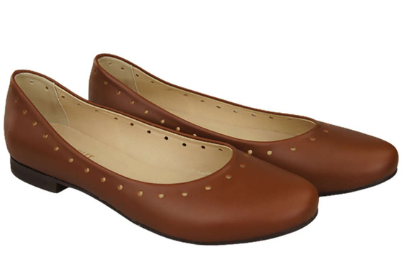 Damenschuhe Bequeme Ballerinas, Naturleder, Braun 162 ElitaBut