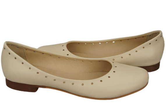 Damenschuhe Bequeme Ballerinas, Naturleder, Beige 162 ElitaBut