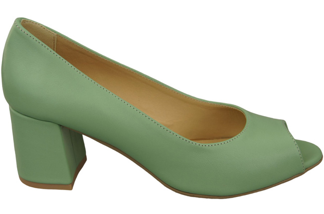 Damenschuhe PEEP TOE Pumps, Mint, Naturleder mit beschichtetem Absatz 192 ElitaBut