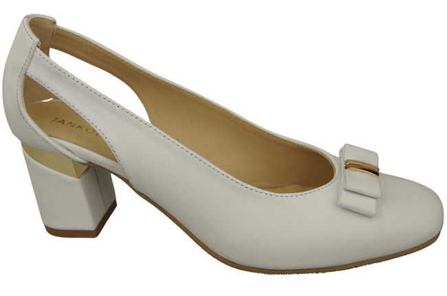 Schuhe Damen Weiß Pumps aus Naturleder mit dekorativem Absatz 199 ElitaBut