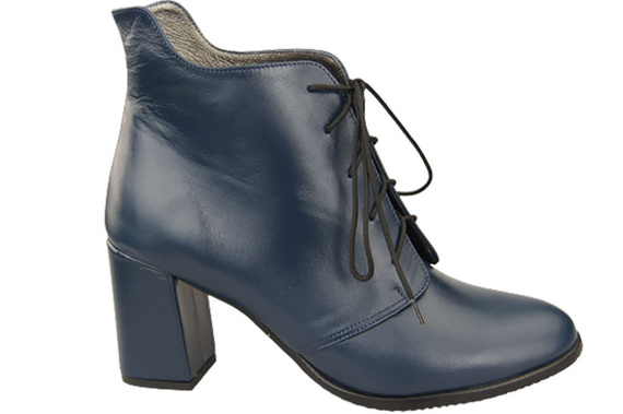 Damen Winter-Schnürstiefel, Naturleder, Marineblau 174 von ElitaBut