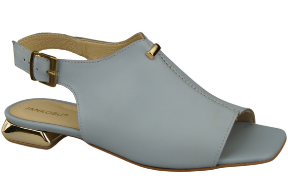 Bequeme Frauenschuhe Sandalen Hellblau Flacher Goldabsatz Naturleder 207 ElitaBut