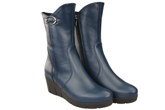 Damen-Keilstiefel, Naturleder, Marineblau 178 ElitaBut
